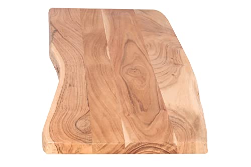 SAM Tischplatte 100x40 cm Curtis, Holzplatte aus Akazienholz massiv + naturfarben + lackiert, Baumkanten-Platte für Heimwerker, geeignet für Arbeitsplatten, Tische & Fensterbretter
