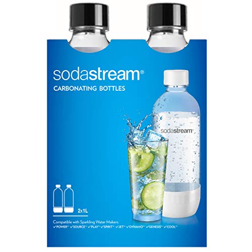 sodastream Dishwasher safe Kohlensäureflaschen DWS Sprudelflasche, 1 l, Schwarz (Doppelpack), Kunststoff