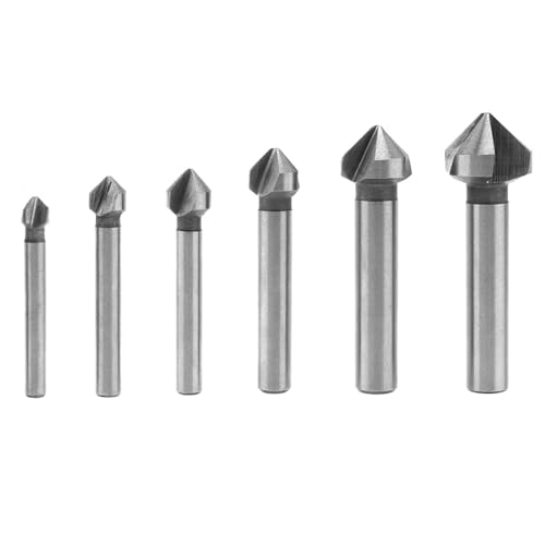 3-schneidiger Senkerbohrer, 90-Grad-Senkbohrer, HSS-Anfasschneider, Fasenmetallbohrer, Metallfräswerkzeug (Size : 6PCS)