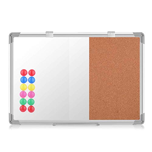 S SIENOC 100x50cm Kombinations notizbrett Whiteboard Magnetwand mit Alurahmen Magnetisch Whiteboard und Magnettafel Pinnwand Weiß lackier