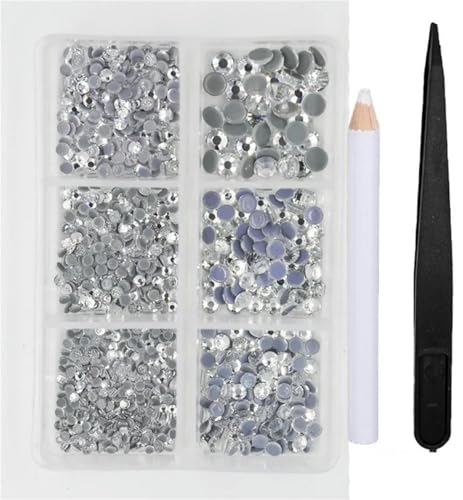 Weiß/Grün/Blau/Rosa Opalglas-Kristall-Hot-Fix-Strassstein-Set mit flacher Rückseite, 3D-Kristall-Nagelkunst-Strasssteine, DIY-Kleidungsdekorationen, kristal