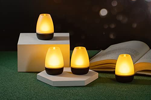 Northpoint LED Akku Lounge Lights 4er-Set mit Touchsensor Kabellos für Innen und Außen RGBW Flackereffekt mit Ladestation (Schwarz Matt)