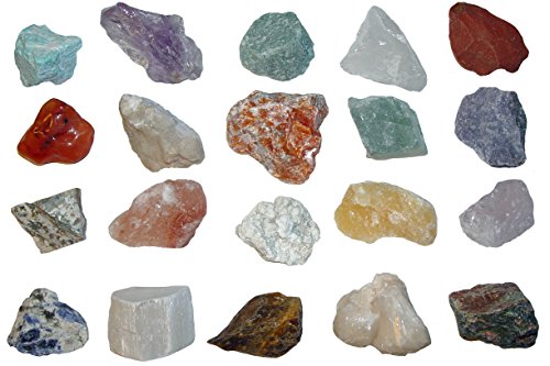 Mineralien Rohsteine Edelsteine Sammlung 20 Stück z.B. Rosenquarz , Bergkristall , Amethyst , Fluorit.(2065)