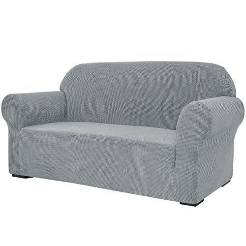 SU SUBRTEX Verdickter Stretch-Sofabezug, 1 Stück, für Wohnzimmer, weicher Möbelschutz für Kinder/Hunde, waschbare Couch-Schonbezüge (Sofa, Hellgrau)