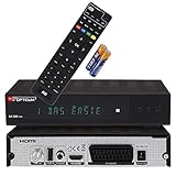 Red Opticum AX 300 VFD- digitaler Full HD 1080p Satellitenreceiver mit alphanumerischem Display / HDMI / Scart / USB / Coaxial Audio / externes 12V Netzteil ideal für den Campingurlaub