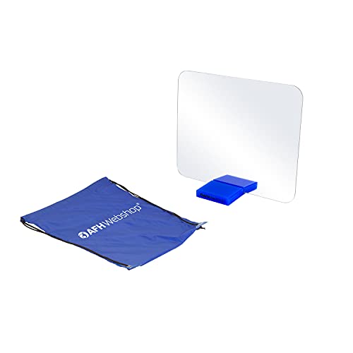 Therapiespiegel Premium | Klein | 29,5 cm x 24 cm | Spiegeltherapie | Spiegeltherapie | Spiegel (Standfuß: blau | ohne Bildkarten)