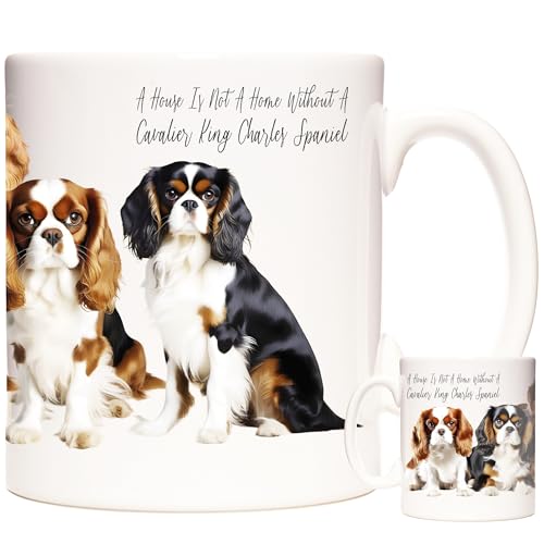 Cavalier King Charles Spaniel Tasse A House is Not A Home Without...325 ml Keramiktasse Cavalier King Charles Spaniel Fototasse Geschenktasse für Cavalier Kings Charles Spaniel Hundebesitzer