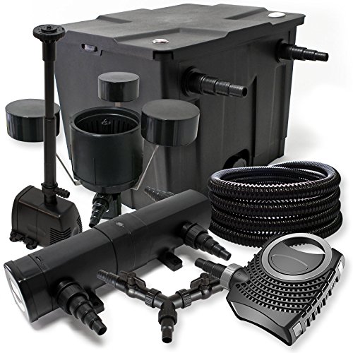 Filter Set 12000l Teich 18W Teichklärer NEO8000 70W Pumpe 25m Schlauch Skimmer CSP250 Springbrunnen