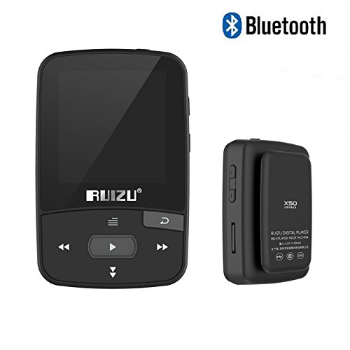 Original RUIZU X50 Mini Sport Clip Bluetooth MP3 Player 8GB Musik Spieler Unterstützung TF Karte, FM Radio, Aufnahme, E-Buch, Stoppuhr (Schwarz)