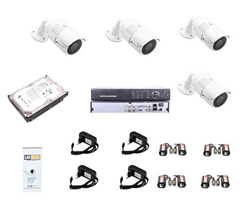 Videoüberwachungskit CCTV 4-1 mit 4 Kameras 1080P mit Festplatte 1TB XVR 5-1 + Zubehör für die Verbindung