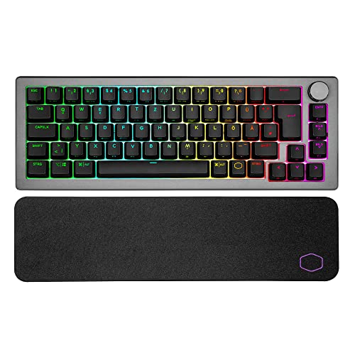 Cooler Master CK721 Mechanische Gaming Tastatur - Keyboard mit 65% Layout, Schalter-Braun, RGB-Beleuchtung, Hybrid-Wireless-Technologie, Präzisionsrad - Space Grau, DE - QWERTZ