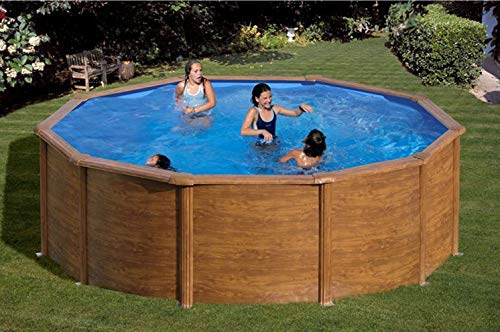 Summer Fun Stahlwand-Pool Set Holz-Dekor RIMINI Aufstellb. rund Ø 350 x 120cm