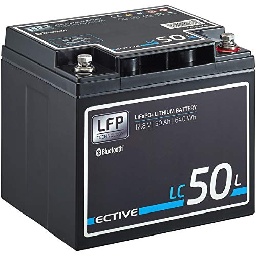 ECTIVE LC50L BT 12V 50Ah 640Wh LiFePO4-Batterie mit Bluetooth-Funktion Lithium-Eisenphosphat Versorgungs-Batterie inklusive App