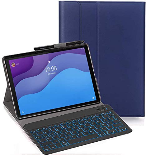 YHFZR Tastatur Hülle für Huawei MatePad Pro 12.6 2021, [Deutsches QWERTZ] Ultraslim Hülle mit 7 Farben Beleuchtung Kabellose Tastatur mit Schützhülle für Huawei MatePad Pro 12.6 2021, Blau