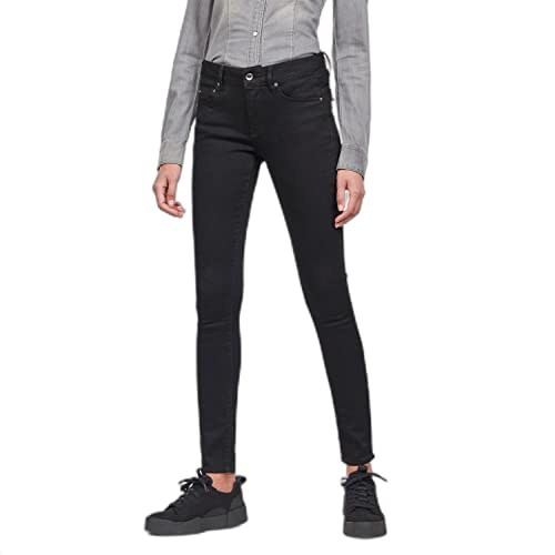 G-Star Raw Damen Midge Zip Mid Waist Skinny Jeans, Schwarz (Pitch Black B964-A810), 27W / 34L