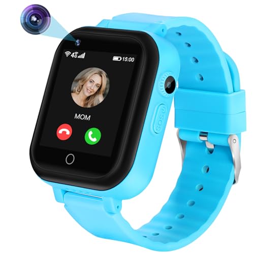 4G Kinder Smart Watch IP67 wasserdichte Smartwatch mit SOS-Anruf, Wecker, Musik-Player, Kamera, Spiele, Kinderuhr für 3-14 Jahre Jungen Mädchen Geburtstagsgeschenke (blau)