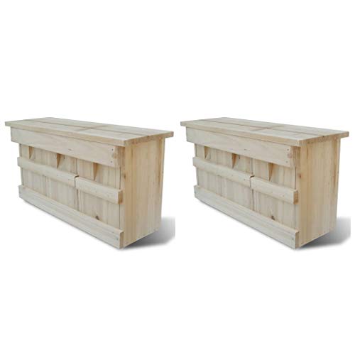 Festnight- 2er Set Holz Nistkasten Spatzenkolonie Spatzenhaus Sperlingsh?User für 3 Brutpaare, 44 x 15,5 x 21,5 cm