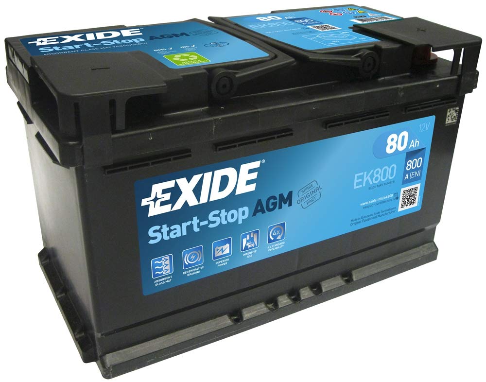 Exide EK800 12V 80Ah 800A AGM VRLA Autobatterie MINI 61217555719-3 Jahre Garantie (bitte vor dem Kauf die GröÃŸe überprüfen)