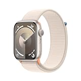 Apple Watch Series 9 (GPS, 45 mm) Smartwatch mit Aluminiumgehäuse und Sport Loop Armband in Polarstern. Fitnesstracker, Blutsauerstoff und EKG Apps, Always-On Retina Display, CO₂ neutral