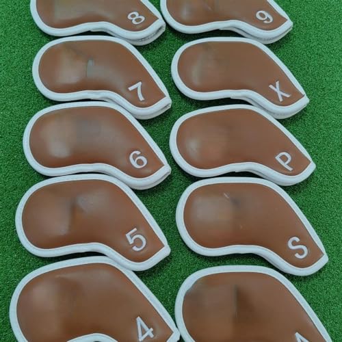 Golfschläger-Abdeckung, Schlägerkopf-Kugelkopf-Abdeckung, for Eisenschläger, leicht, langlebig, tragbar, passend for alle Eisenschläger (Color : Brown Magnet Closed)