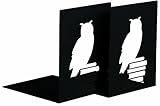 moses. libri_x, Buchstützen-Set Leseeule, 2er-Set Buchständer aus Metall , Zwei schwarze Metall-Buchstützen im Set mit wunderschön ausgestanzten Lese-Eulen, 16 cm x 16 cm x 12,5 cm