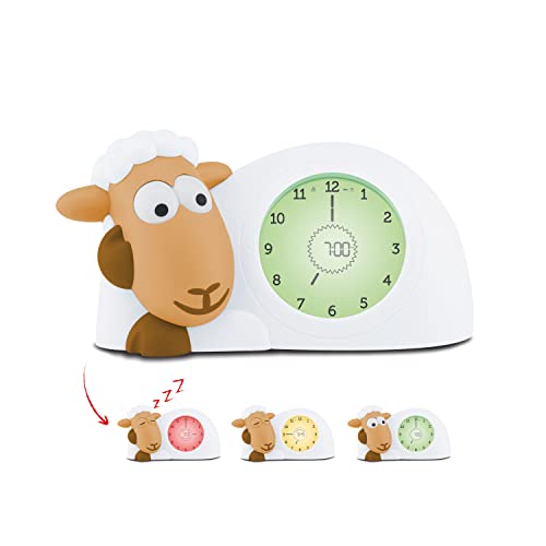 Zazu Sam The Lamb Uhr – Schlafcoach Uhr und Nachtlicht für Kinder | Bringt Ihrem Kind mit visuellen Indikatoren bei, wann es aufwachen soll | Einstellbare Helligkeit | Automatische Abschaltung