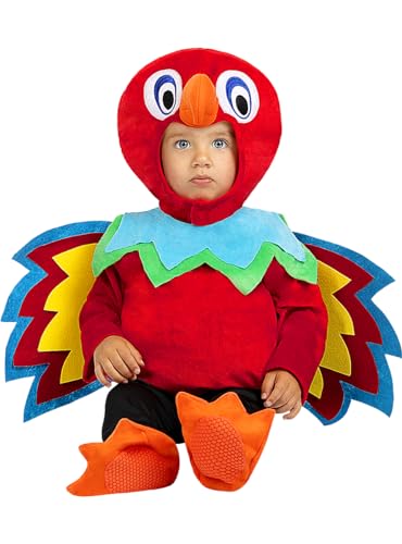 Funidelia | Papagei Kostüms für Baby ▶ Tiere, Vögel - Kostüme für Kinder & Verkleidung für Partys, Karneval & Halloween - Größe 12-24 Monate - Rot