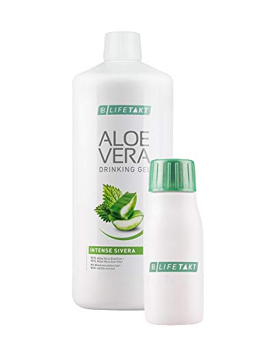 LR Aloe Vera Drinking Gel Sivera 1000 ml plus Aloe Vera Rotationsflasche (unbefüllt) für unterwegs, 90 ml