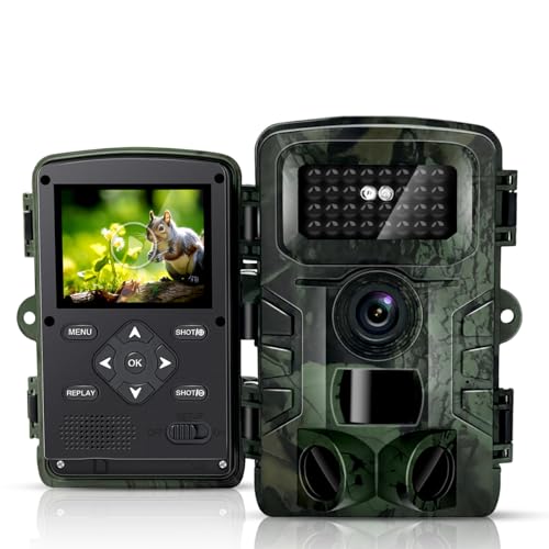 HAZACAM Wildkamera, 1080P Wildkameras LCD-Bildschirm mit Video Wildtierkamera mit Bewegungsmelder Nachtsicht Draussen Nachtsichtkamera aufzeichnung Tiere tierbeobachtungskamera Nachtsichtgeräte