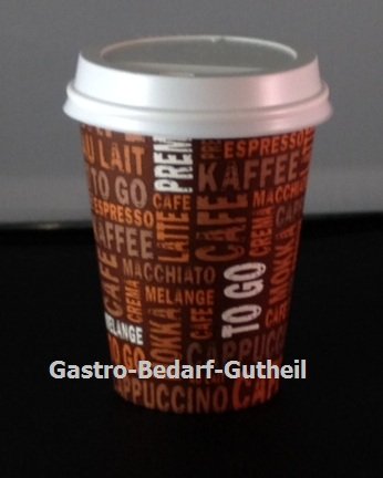 Gastro-Bedarf-Gutheil 200 Pappbecher Top Coffee Cafe to go 0,3 L Becher + 200 Deckel ideal für coffee Latte Machiato Cappuccino Chocolate Tea Cream