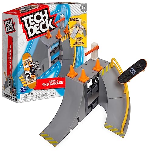 Tech Deck, Sk8 Garage X-Connect Park Creator, anpassbares und aufbaubares Rampenset mit besonderem Fingerboard, Kinderspielzeug für Jungen und Mädchen
