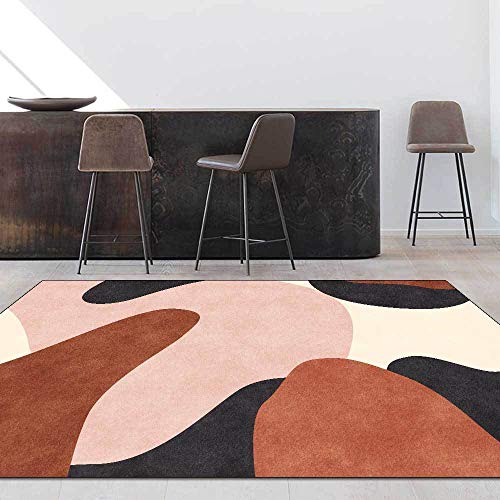 QJDTZMD Teppich Wohnzimmer Rutschfester Teppich Weiche Teppiche Schlafzimmer Deko,Modische orange-Pinke Blocknaht,120 x 160 cm