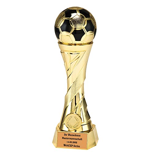 Larius Pokal Ehrenpreis Fußball in Gold und Silber mit Wunschgravur (mit Wunschtext, Gold, XL)