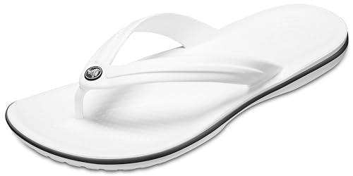 Crocs Unisex-Erwachsene Zehentrenner Zehentrenner Crocband Flip, Weiß (Weiß), 42-43 (Herstellergröße: M9/W11)