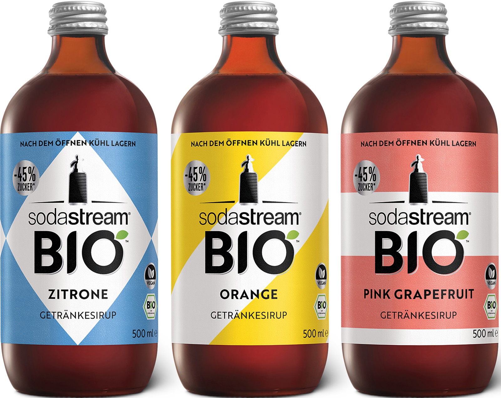 SodaStream Getränke-Sirup "BIO-Sirup", Zitrone, Orange, Pink Grapefruit, 0,5 l, (3 Flaschen), CitrusMix,Flasche3,5 LFertiggetränk,500mlZitrone/Orange/PinkGrapefruit