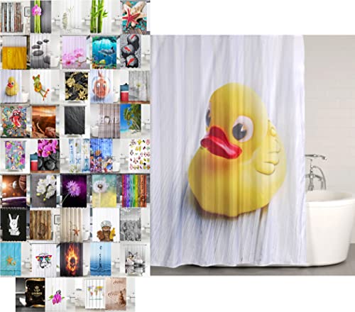 Sanilo Duschvorhang, viele schöne Duschvorhänge zur Auswahl, hochwertige Qualität, inkl. 12 Ringe, wasserdicht, Anti-Schimmel-Effekt (Ente, 180 x 200 cm)