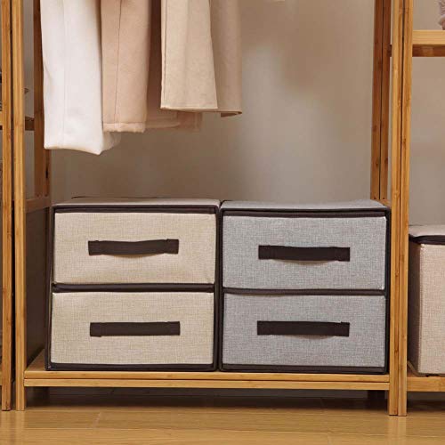 Homieco Multifunktions faltbares Tuch Lagerung Schublade Box Einheiten Kleiderschrank Organisator Easy Pull Stoff derKasten 11.8"/grau