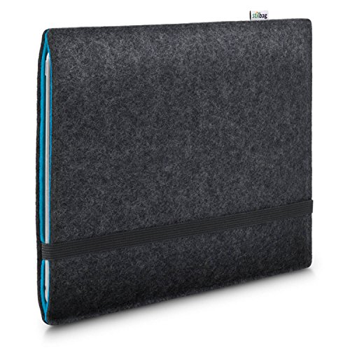 Stilbag Filzhülle für Samsung Galaxy Tab S5e | Etui Tasche aus Merino Wollfilz | Kollekion Finn - Farbe: anthrazit/Azur | Tablet Schutzhülle Made in Germany