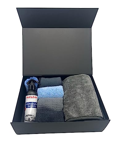 ERH Putzlappen Deluxe Car Care Box, hochwertige Microfaserbox für die Autopflege, Lackpflege und Innenraumpfelge, Geschenkebox