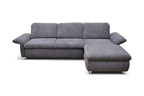 Domo Collection Smoothie Sofa / Ecksofa mit Rückenfunktion + Armlehnfunktion / Couch mit Schlaffunktion / Maße: 276/183 cm (Breite/Tiefe) / Farbe: grau