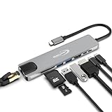 Redstar24 USB C HUB 8 in1 Multiport mit HDMI 4K USB 3.0 SD/TF Kartenleser Micro SD LAN Ethernet Netzwerk Adapter RJ45 100W PD für TV MacBook Pro, Air, iPad Pro, Samsung, Laptop und mehr Typ C Geräte