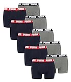 PUMA Herren Boxershorts Unterhosen 521015001 10er Pack, Farbe:036 - Blue/Grey Melange, Bekleidungsgröße:S