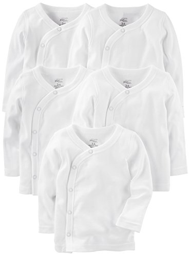 Simple Joys by Carter's Unisex Baby Langärmeliges Hemd mit Seitlichen Druckknöpfen, 5er-Pack, Weiß, 0-3 Monate