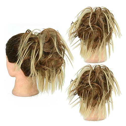 Haarknoten Unordentlicher Dutt Synthetisches lockiges gewelltes Haar Dutt Kreis Pferdeschwanz Haarscheiben mit elastischem Gummiband Haarverlängerungen für Frauen Haarknoten Haarteil (Farbe: Q17