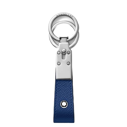 Montblanc Sartorial Schlüsselanhänger aus Leder in der Farbe Blau, Maße: 12cm x 3,5cm x 1,5cm, 130818