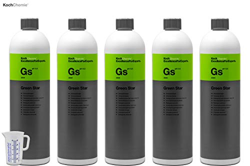 detailmate Set - 5 x Koch Chemie Green Star Universalreiniger 1L + Skalierter Messbecher 50 ml