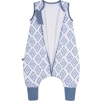emma & noah Premium Baby Schlafsack mit Füßen Ganzjahr, Bequem & Atmungsaktiv, 100% Bio-Baumwolle, Oeko-TEX Zertifiziert, Flauschig, Bewegungsfreiheit, 2.5 TOG (Rauten Blau, 3-6 Jahre / 110 cm)
