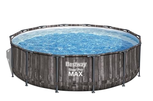 Bestway® Steel Pro MAX™ Ersatz Frame Pool ohne Zubehör Ø 427 x 107 cm, Holz-Optik (Mooreiche), rund