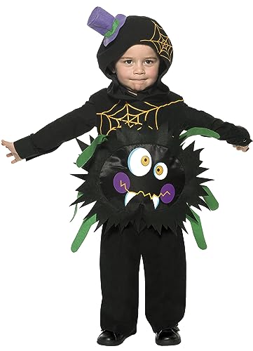 Smiffys Kinder Jungen Verrückte Spinne Kostüm, Überwurf mit Kapuze, Größe: T2 (Kleinkind Medium), 35650