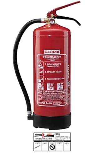 Gloria PD6GA Feuerlöscher (ABC) Pulver mit Manometer Wandhalter + Plakette 10LE